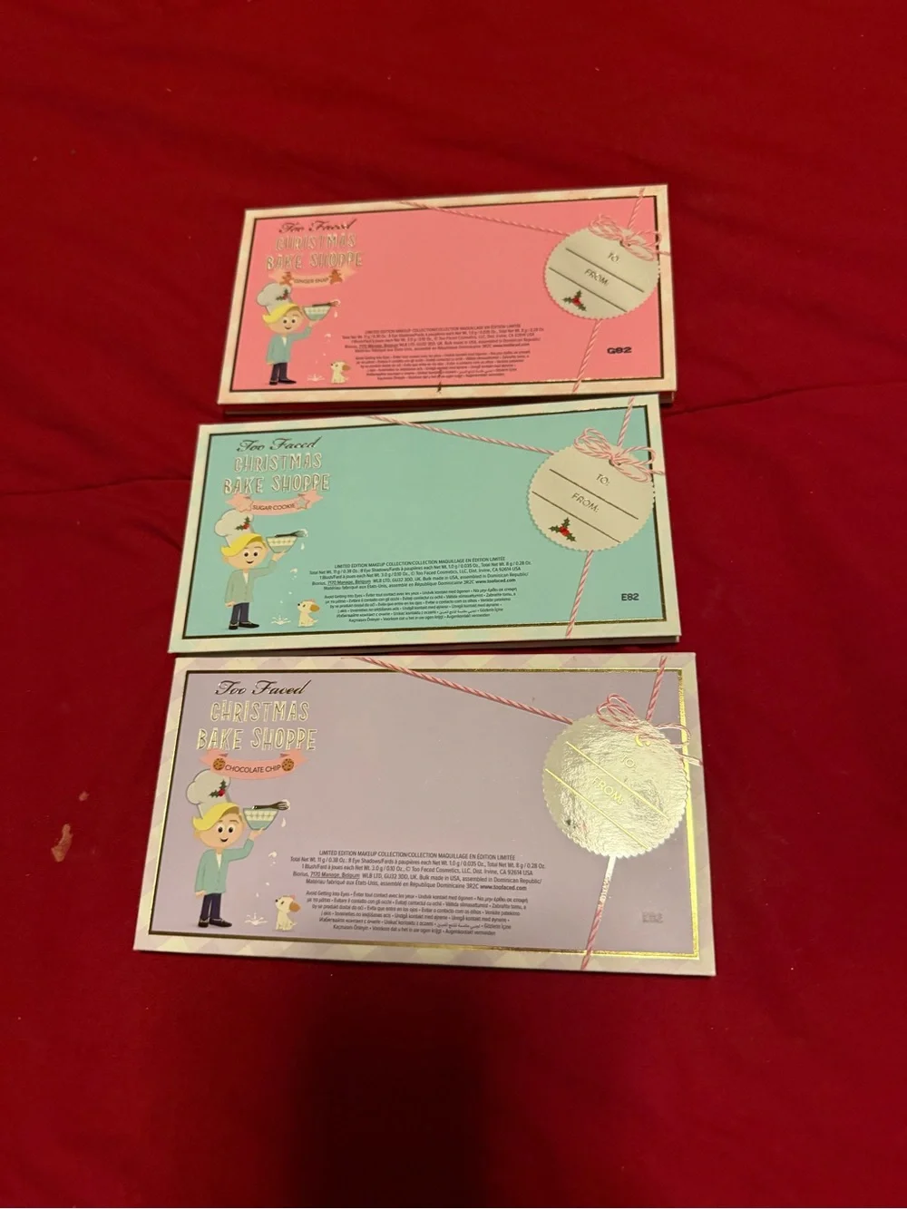 Too Faced Holiday Mini Eyeshadow Palette Set Pink, Mint & Cookie Designs new